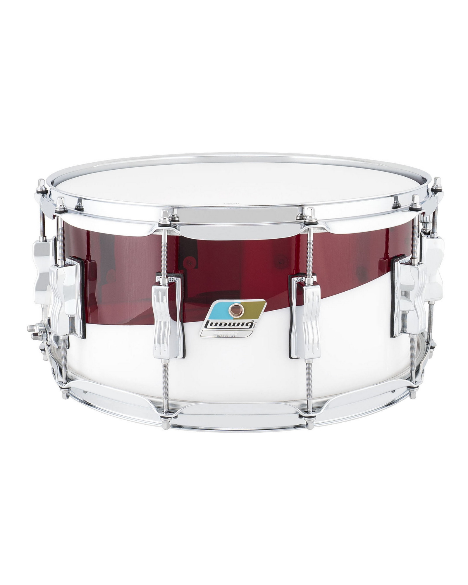LS903VXXE8_Ludwig_Vistalite_Red White_6.5x14 Snare Drum_A.psd Ludwig Snare Drum LS903VXXE8 Vistalite - Image 1